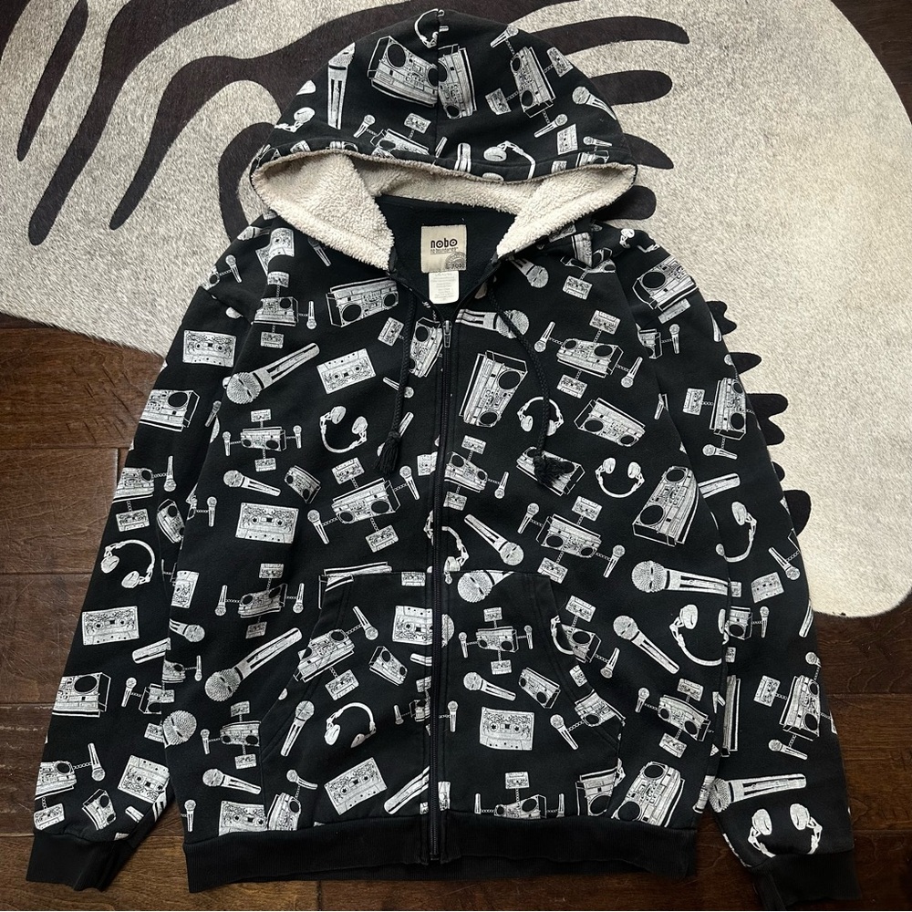 Vintage No Boundaries Boombox Speakers Zip Up Hoodie